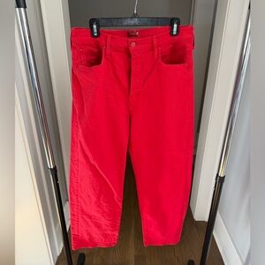 MOTHER Red Straight Leg Jeans